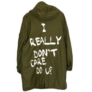 I Really Don’t Care, Do u? Viral Khaki Green Hooded Utility Coat Women’s Plus 3X